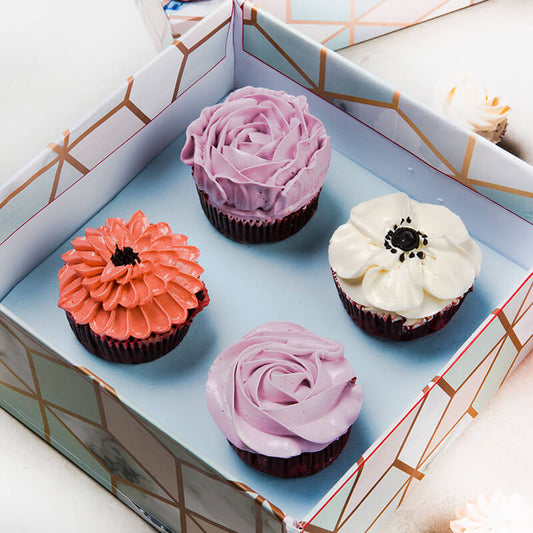 Assorted Floral Cupcake Box(4pcs)